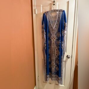 SHEIN Blue and White Patterned Swim Coverup